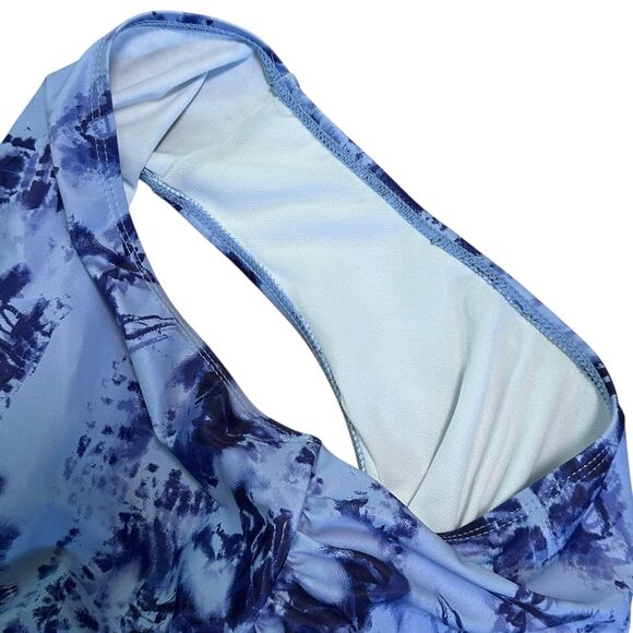 Aqua Eve Purple One Piece Mesh V Neck Halter Swimsuit Size 16W - Picture 10 of 12